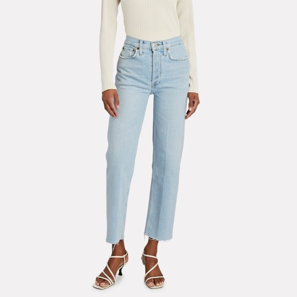 RE/DONE 70s High-Rise Stove‎ Pipe Jeans in Icy Blue